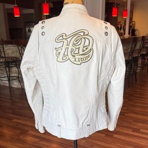 Harley Davidson Special Edition size XL white w/yellow leather jacket 5 pockets